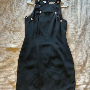 Niteline Black Mini Dress with Gold and faux diamond accents